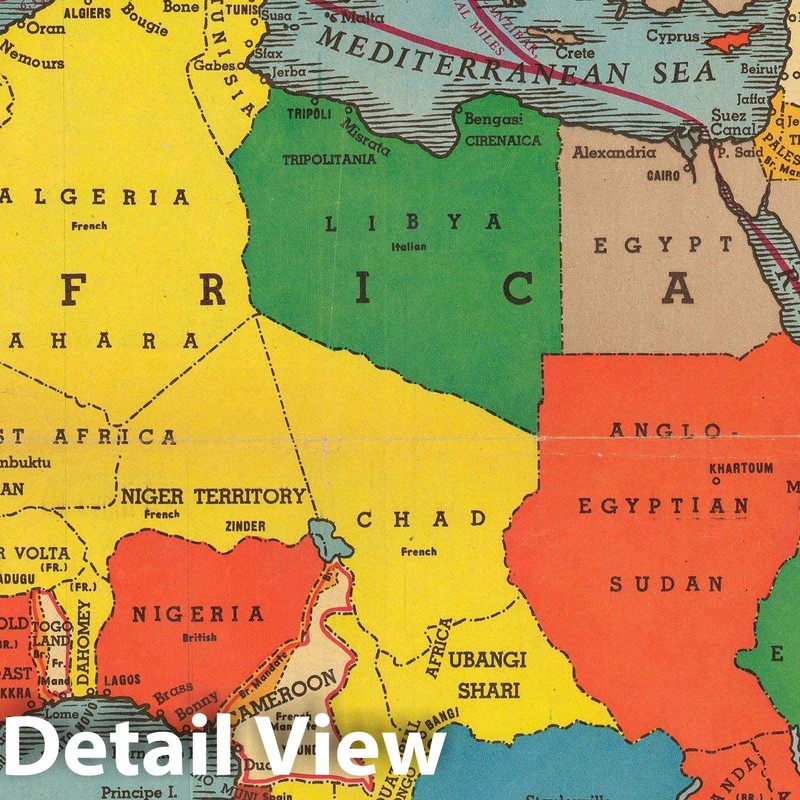 Historic Map : Colonial Africa, Romer, 1938, Vintage Wall D?or