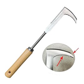 Crack Weeder, Stainless Steel Crevice Weeding Tool with Wooden Handle, L-Shaped Sidewalk Crack Removal Tool, Uprooting Weeding Tool for Lawns and Gardens Moss Remover Tool to Remove Lawn and Garden Cr