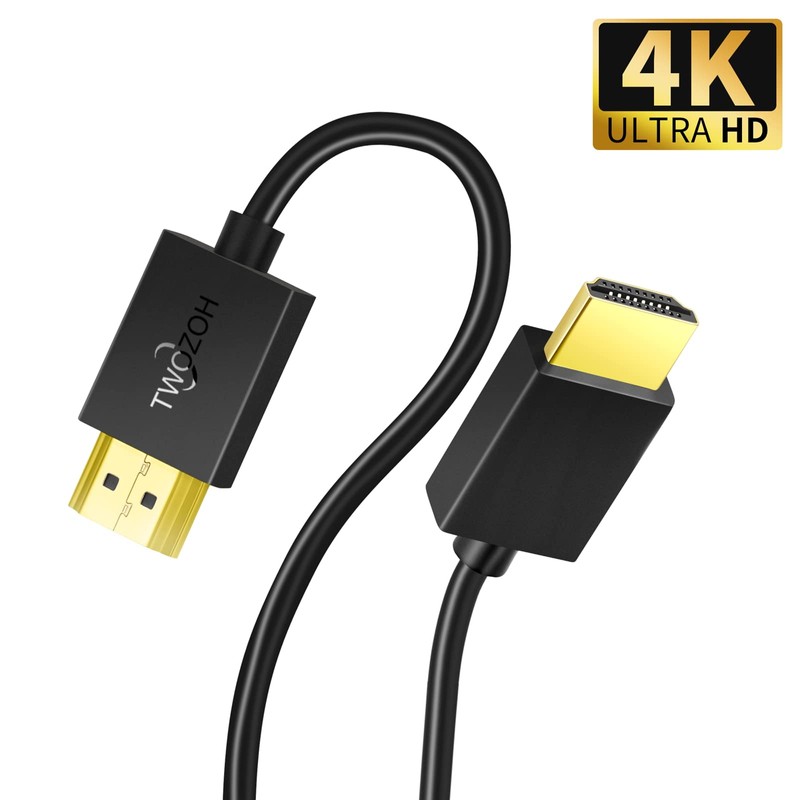 Twozoh Flexible & Slim HDMI Cable 1FT, Soft & Ultra-Thin
