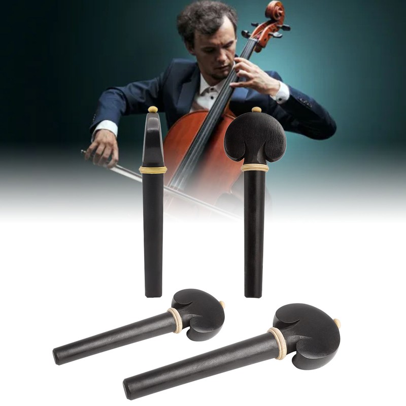 4Pcs Cello Tuning Pegs Smooth Fine Adjustment Ebony Wood Orchestral