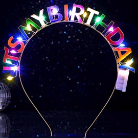 DRESBE Light Up Birthday Headband LED Its My Birthday Headbands Birthday Party Favors Hair Accessories for Women (Colorful)
