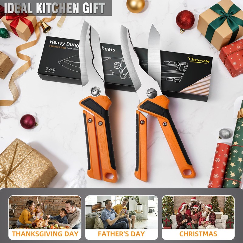 Chenovate® Heavy Duty Kitchen Scissors,Kitchen Shears with Knife & Scissor