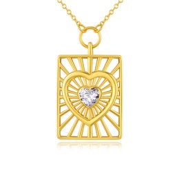 JFASHOP Shell Necklace 925 Sterling Silver Heart Chain Gold White Zircon Jewellery Women's Gift for Her Wife Girlfriend on Birthday Christmas Valentine's Day, Sterling Silver