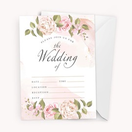 Kirsten McMillan Floral Wedding Invitations with Envelopes - A6 Designed and Printed in the UK (Pack of 25)
