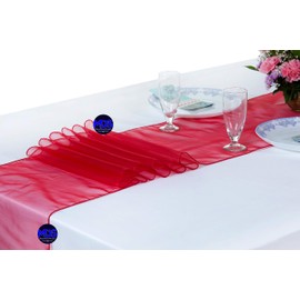 MDS Pack of 25 Wedding 12 x 108 inch Organza Table Runner for Wedding Banquet Decor Table Runner- red