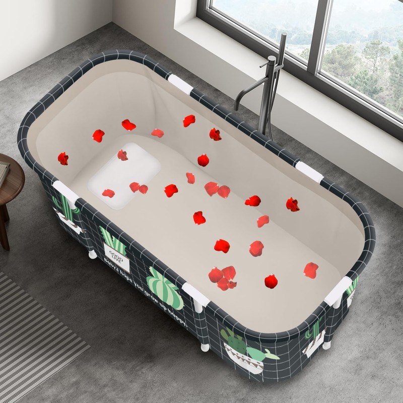 Portable Foldable Bathtub,Foldable Soaking Bathtub for Adults, Freestanding Bathtubs, Hot