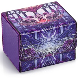 UAONO Deck Box for MTG Cards, Trading Card Storage Box for 120+ Sleeved Commander Decks, PU Leather Card Box Suitable for TCG Magic Cards with 2 Compartments (Purple, Black Lotus)