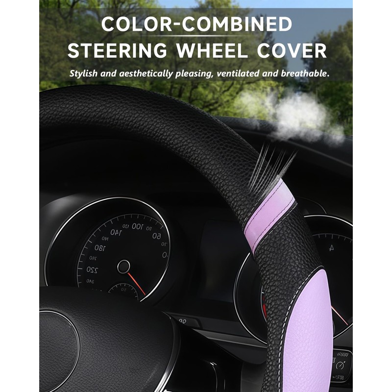 Cxtiy D-Shaped Flat Bottom Steering Wheel Cover for Women Girl,