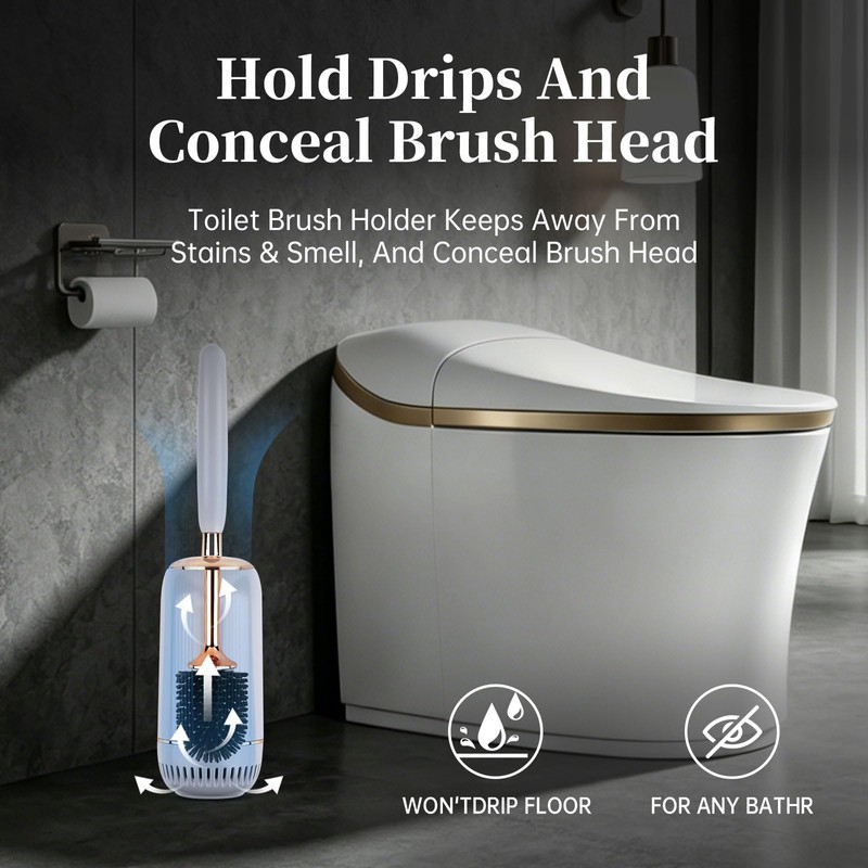 Toilet Brush and Holder Set, Toilet Bowl Brush with Long