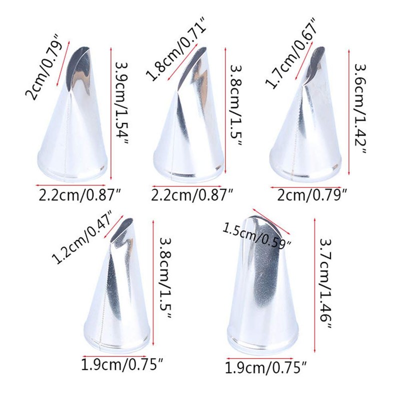 5 Pieces Russian Stainless Steel Piping Nozzles, Various Shapes, DIY