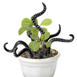 7pcs Octopus Tentacle Plant Stakes, Various Shapes Glow in The Dark Octopus Leg Stakes Evil Decorative Garden Stakes for Potted Plants Indoor Outdoor Decoration (Black)