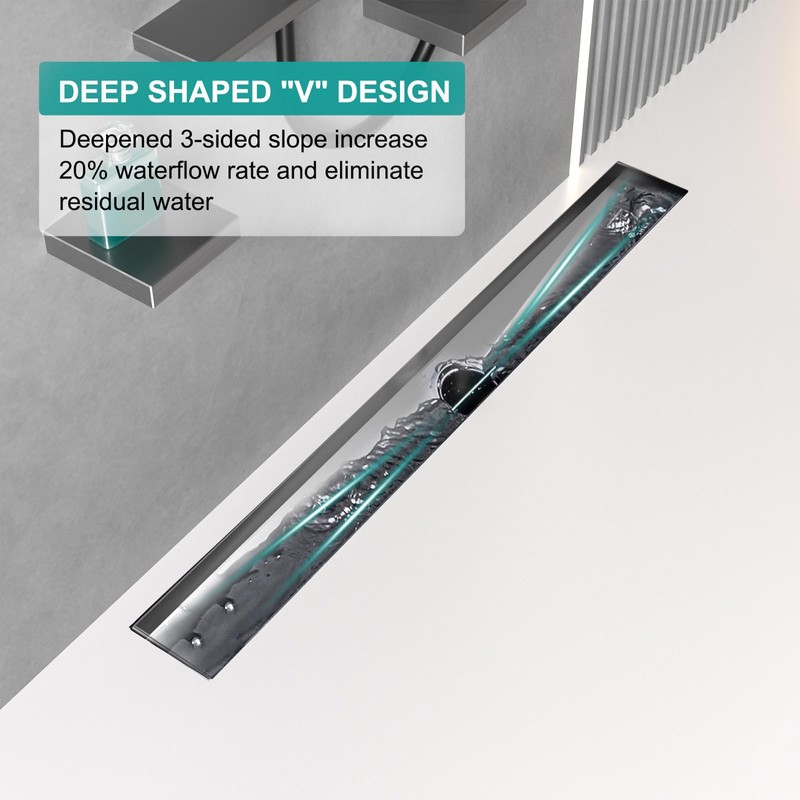 BARONAGE 48 Inch Linear Drain Shower Rectangular Floor Drain with