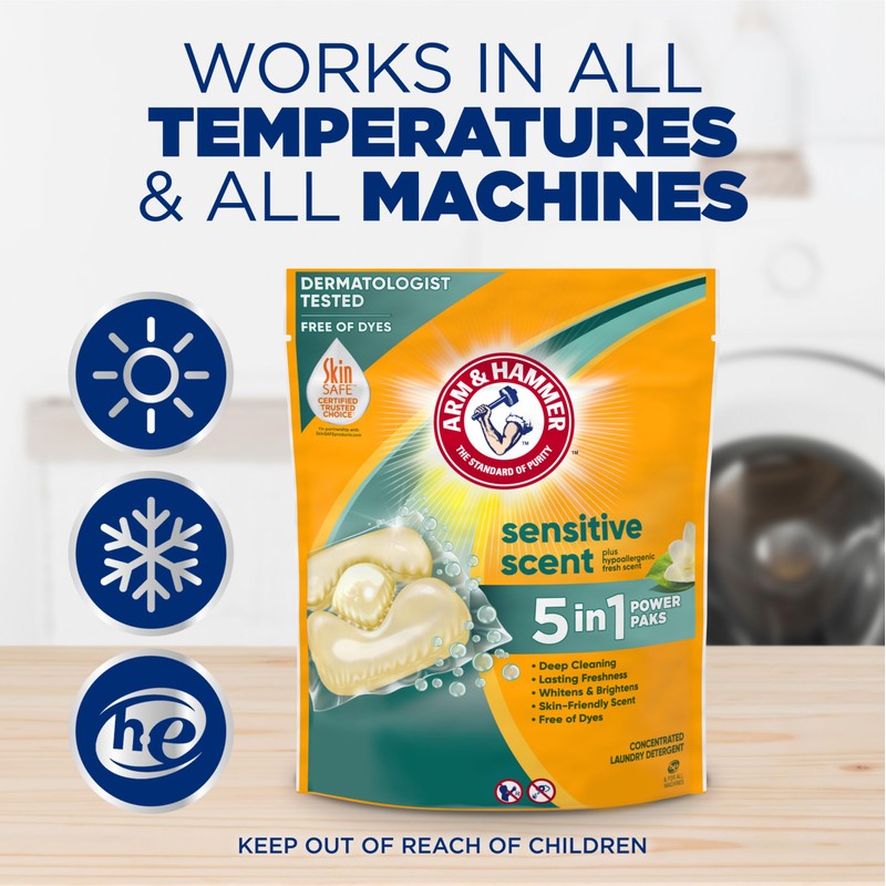 Arm & Hammer Sensitive Fresh Scent 5-IN-1 Power Paks, 42
