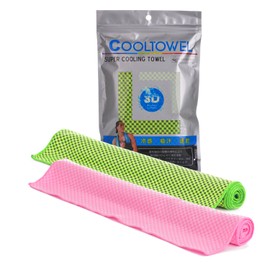 DTTD Cooling Towel, Quick Drying Towel, UV Protection, Sports Outdoor, Cold Towel, Sports Towel, Odor Resistant, Durable, Lightweight, Moisture Absorption Travel Towel, Bath Towel, For Swimming, Sports, Travel, Home, Set of 2 (Green + Pink)