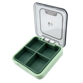 Quacc Small Pill Box, Portable Travel Case Daily Pill Organizer with 4 Large Compartmensts for Medication, Vitamin, Supplement - Green