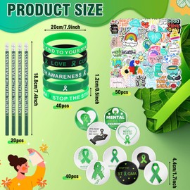 Gilprop 150 Pcs Mental Health Awareness Set Include Stickers, Pencils. Badges, Silicone Bracelets Mental Health Awareness Items for Men Women Teens Hats Backpack Jackets