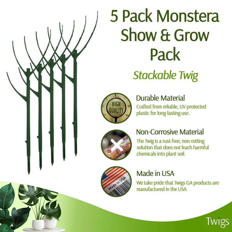 Twigs GA - Stackable Monstera Plant Support Stakes, Climbing Support