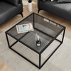 SAYGOER Glass Coffee Table, Small Modern Coffee Table Square Simple