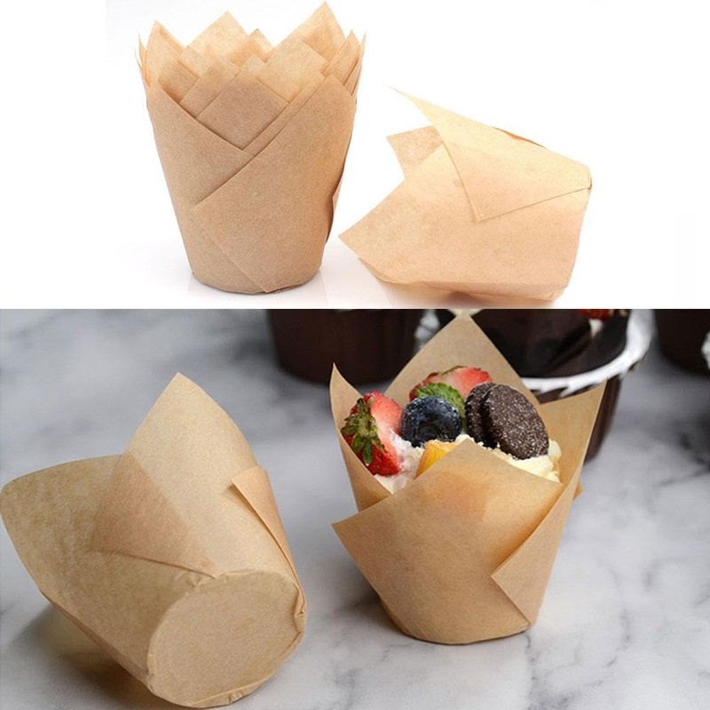 2" Disposable Baking Cups, Muffin Cupcake Cups Liners, Tulip Baking