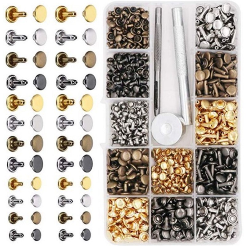 Double Sided Rivet Set Metal Studs Binding Studs Screws Assortment