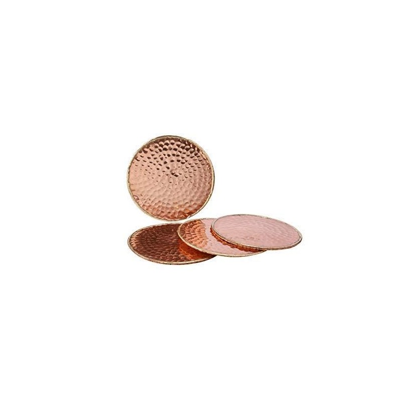 GoCraft Hammered Copper Coasters | Handmade Coasters with Padded Cork