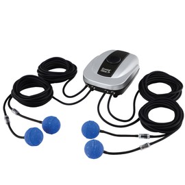 CrystalClear PondAir 4, Complete Aeration Kit, Whisper Quiet Water Garden Oxygenation Bubbler System Adds Oxygen to Koi & Fish Ponds, Outdoor Aerator Compressor Pump, Tubing & 4 Air Submersible Stone