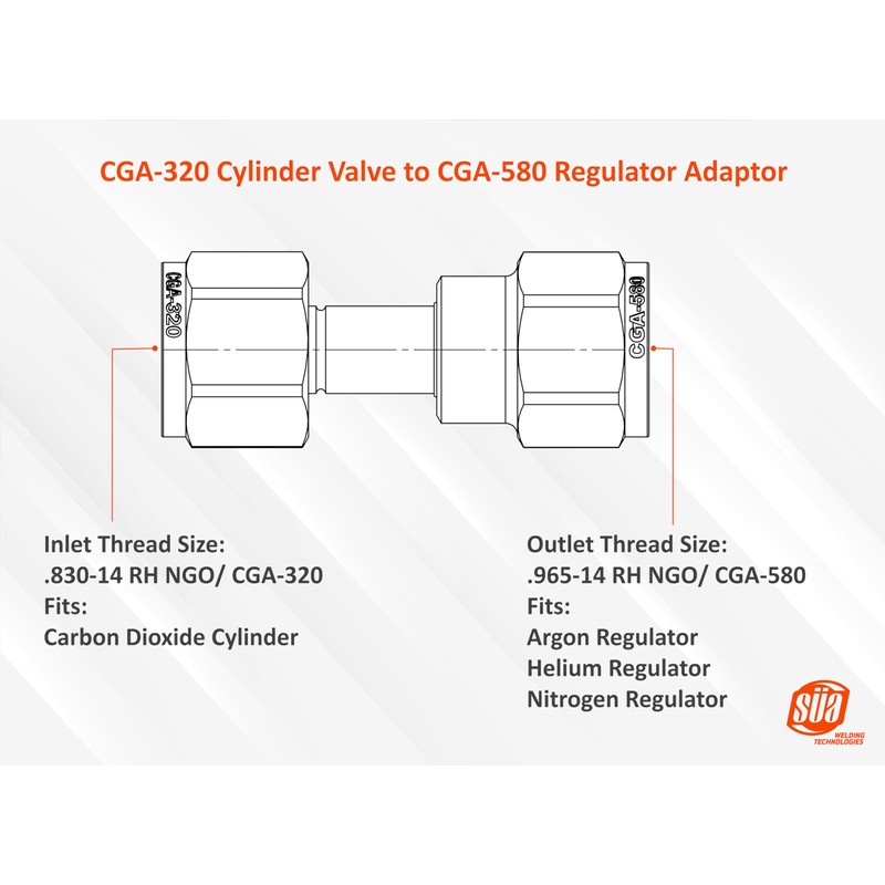 SÜA - Carbon Dioxide CO2 Cylinder (CGA-320) to Argon Regulator/Flowmeter