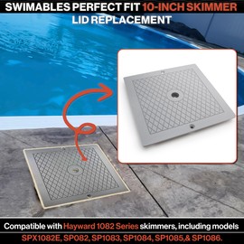 Swimables Pool Skimmer Cover Plate 10" Skimmer Lid Replacement SPX1082E, SP082, 1083, 1084, 1085 and S1086 | Industrial Grade Pool Skimmer Lid Compatible with 1082 Series Hayward Skimmers (Gray)