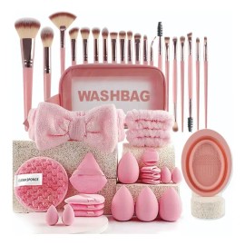42 Pcs Brochas Maquillaje Profesional Esponjas Neceseres
