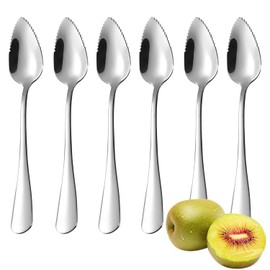 6 PCS Grapefruit Spoon, Dessert Spoon Stainless Steel,with Serrated Edge Stainless Steel Fruit Scraping Spoon Stainless Steel Serrated Spoon for for Kiwi, Dessert, Apple, Citrus Fruit