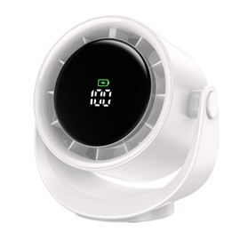 MORECORE Personal Desk Fan, Strong Turbo Quiet Small USB Fan, 360° Rotate & 5 Speeds Adjustable, 17hrs Running, 4000mAh Battery Operated Portable Fan with LED Display for Home Office Desktop-White