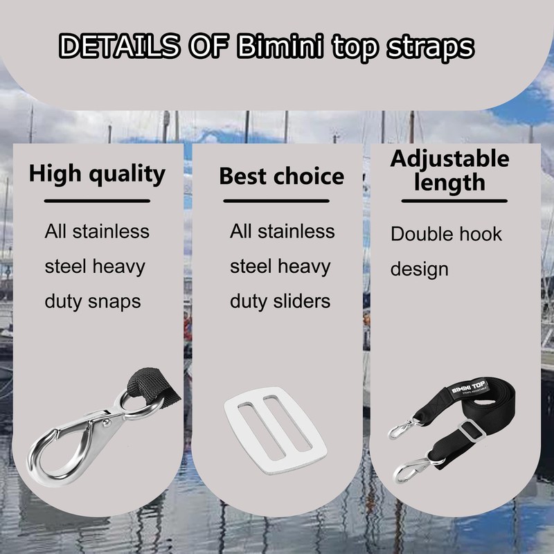 Adjustable Bimini Top Straps,Marine Awning Webbing Straps with Stainless Stee