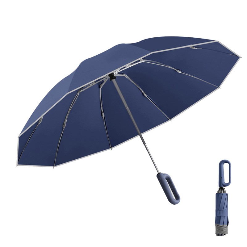 Fully Automatic Umbrella with Carabiner Handle, 10 Ribs Reverse Folding