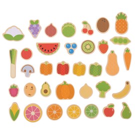 Bigjigs Toys Wooden Fruit & Vegetable Magnets - 35 Piece Fridge Magnet Toy, Magnetic Play Food For Children, Storage Box Included, Age 3+ Year Olds