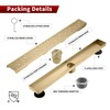 Sharp-tec 28 inch Linear Shower Drain, Gold Rectangular Floor Drain,
