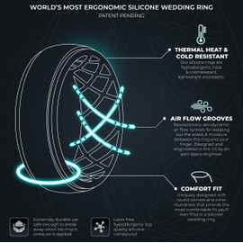 ThunderFit Men Silicone Wedding Rings, Breathable Criss Cross Pattern Engagement Bands 8mm Wide 2mm Thick - 1/4/7 Variety Multipack (Pack F - Size 8.5-9 (18.9mm))