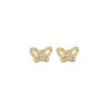 14k REAL Yellow Gold Diamond Cut Butterfly Stud Earrings with