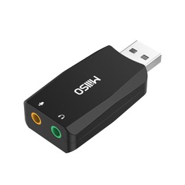MillSO USB to 3.5mm Audio Jack Adapter [with Internal Recording Function] Portable Computer External USB Sound Card for PC, Recording, Training, Streaming, Podcasting - Black