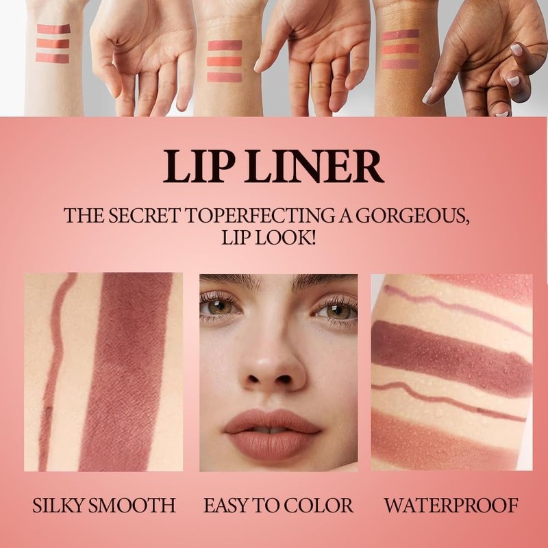 Lápiz Labial 2 En 1 Resistente Al Agua, Delineador De