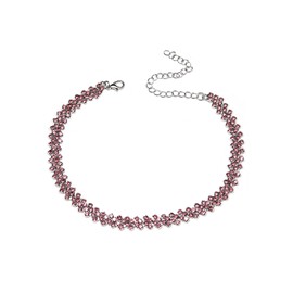 Pingyongchang Choker Rhinestone Necklace Diamond Row Necklaces Multi-Row Crystal Chokers Necklace Gold Silver Chain Minimalist Jewerly Sparkly Party Prom Accessories Neck Chain for Women Men(Purple)