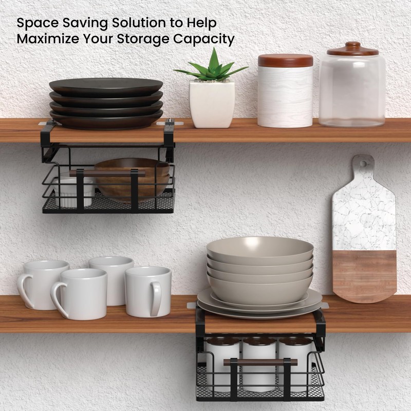 Home Zone Living 2-Pack Under Shelf Pull-Out Drawer Kitchen Cabinet