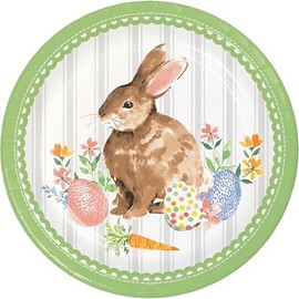 Trendware Spring Cottage Bunny Dinner Plates, 24 Count