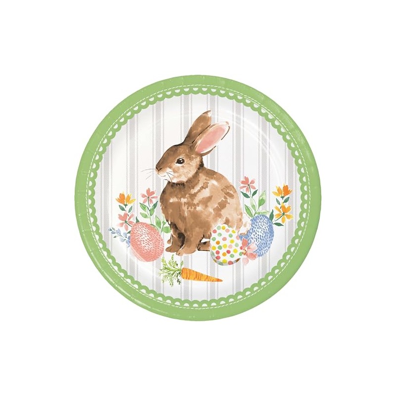 Trendware Spring Cottage Bunny Dinner Plates, 24 Count