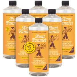 Aunt Fannie's Ultra Concentrated Hardwood Floor Cleaner, Vinegar-Free Plant Based Solution for Mopping, Bright Lemon Scent, 32 oz. (Pack of 6)