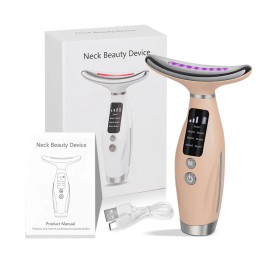 From US 7 Color LED Face Neck Lifting Wrinkle Removal Massager Handheld ABS Skin Care Device USB Charging Anti-Aging Home Usecolor: HY69 Brown