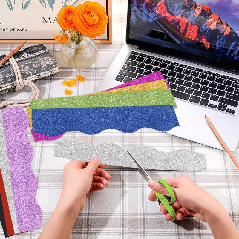 60PT Shine Scalloped Bulletin Board Border- Blue Bulletin Board Border,