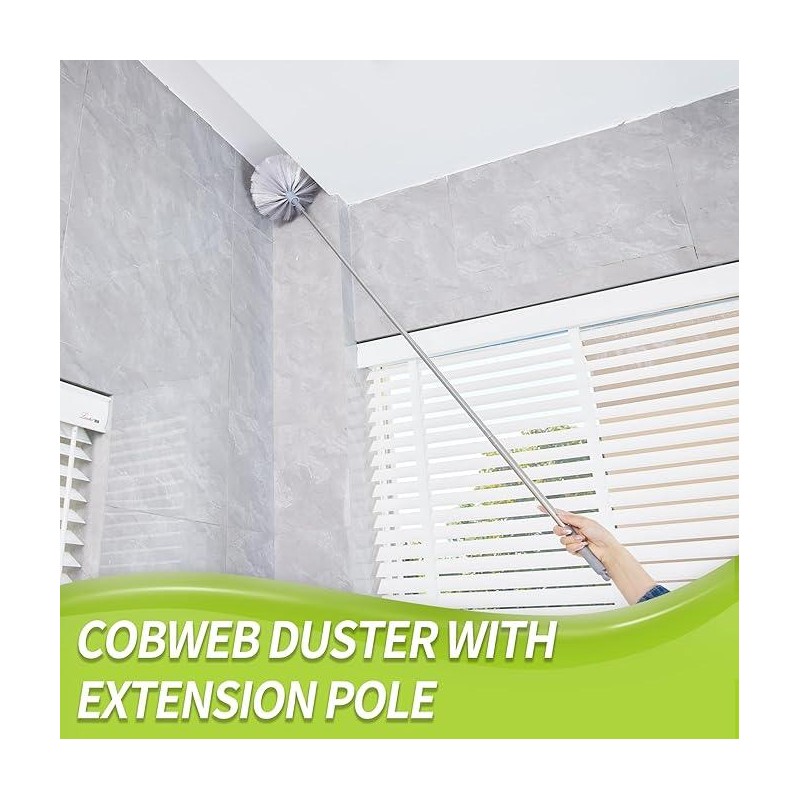 Cobweb Duster with Extension Pole, Spider Web Brush & Ceiling