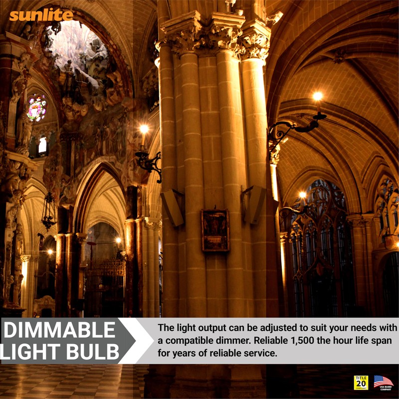 Sunlite G11 Globe Incandescent Light Bulbs, 10 Watts, 65 Lumens,