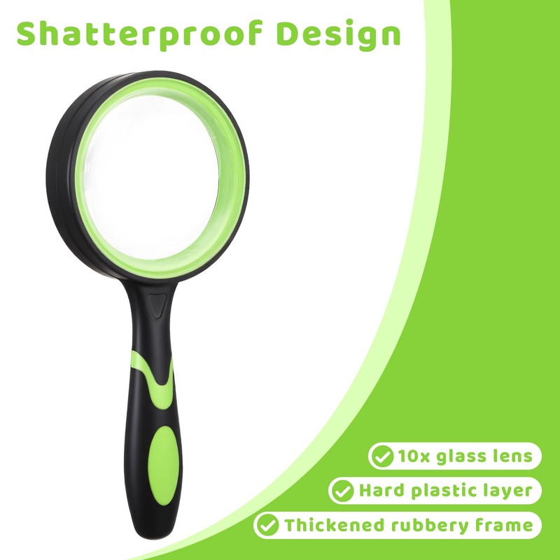 12 Pack 10X Magnifying Glass, 60mm Handheld Reading Magnifier for