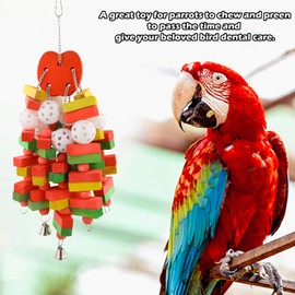Large Bird Parrot Toy, Wooden Blocks Bird Chew Toy, Natural Wooden Block Bird Parrot Chewing Toy, Parrot Toy for Large Medium Parrots, African Grey Parrot, Macaw Toy